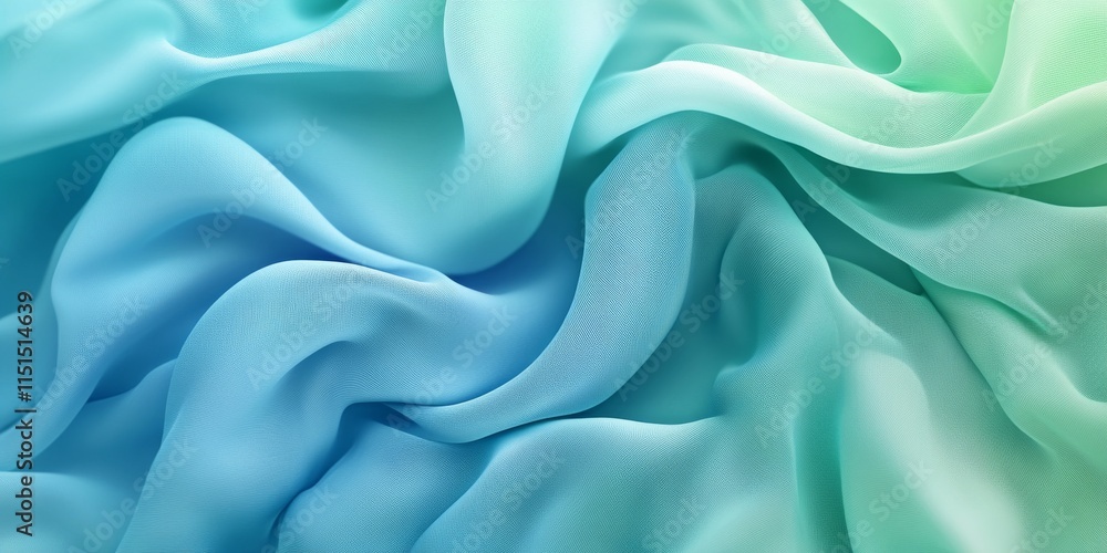 Aufkleber abstract blue and green gradient color cloth textile texture background featuring soft waves. this c