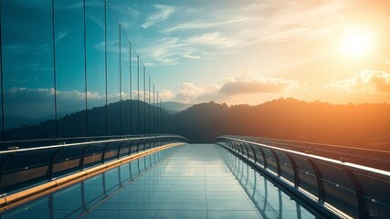 Obraz premium Stunning Glass Bridge, Breathtaking Architecture, Colorful Landscape, Epic Scenery, Elevated Perspective