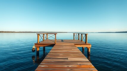 Obraz premium Stunning Minnesota Starring Lake Fishing Dock, Calm Waters, Bright Colors, High Definition