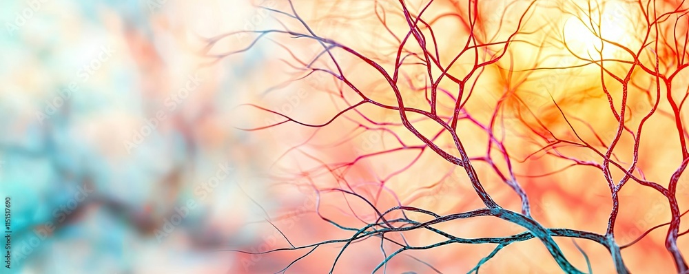 Poster alzheimer disease idea. a vibrant abstract image depicting colorful branches and delicate patterns.