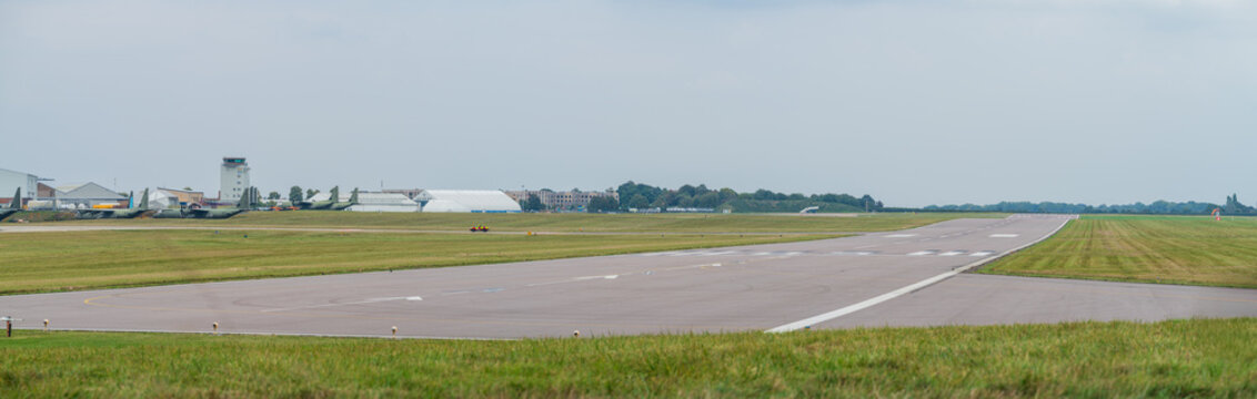 Cambridge city airport runway in England. UK