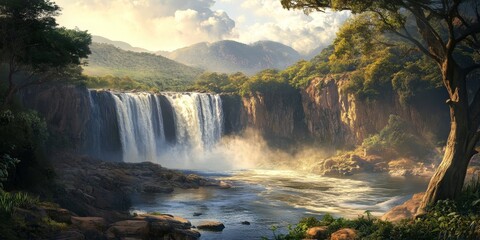 Sources of the Achipse River featuring the majestic Achipse Falls, showcasing the beauty and natural allure of the Achipse landscape, perfect for nature enthusiasts and photographers alike.