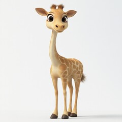 Naklejka premium cartoon giraffe standing on white background