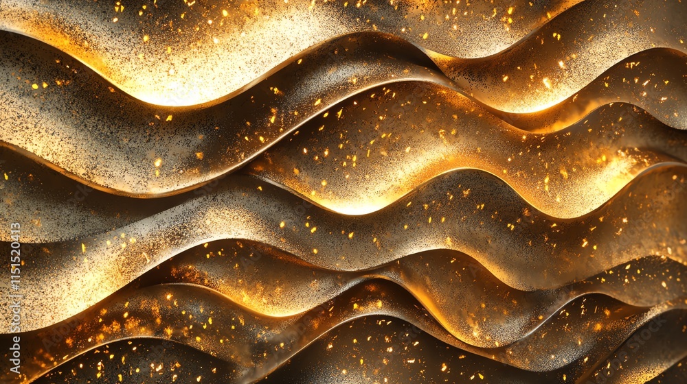 Aufkleber abstract golden waves create a shimmering, elegant texture with sparkling highlights.