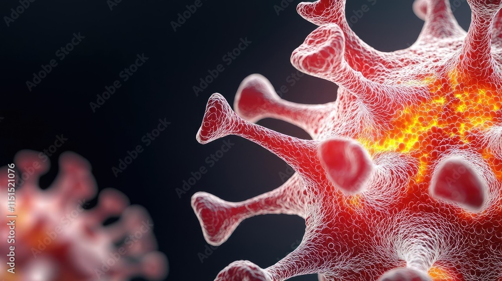 Poster hepatitis b and c disease idea. microscopic view of a virus, showcasing its intricate structure and 