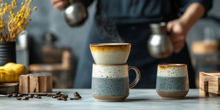Ceramic cup designed for coffee drip, perfect for enjoying a rich coffee experience. This ceramic cup enhances the coffee drip process, making every sip delightful and satisfying.