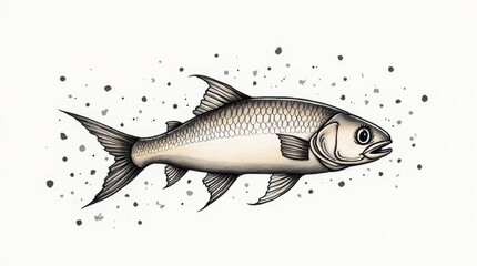 Obraz premium Whimsical Fish Illustration with Squiggly Lines