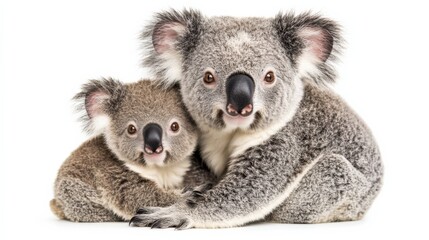 two koalas on a white background
