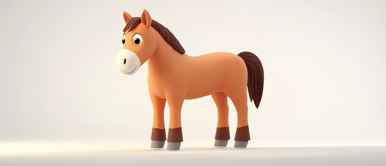 Cartoon horse standing on a plain background