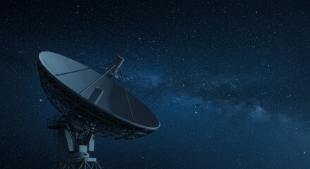A satellite dish against a starry night