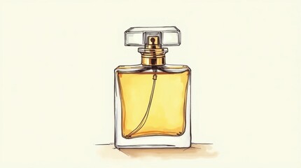 Fashion Illustration of a Perfume Bottle in Light Navy