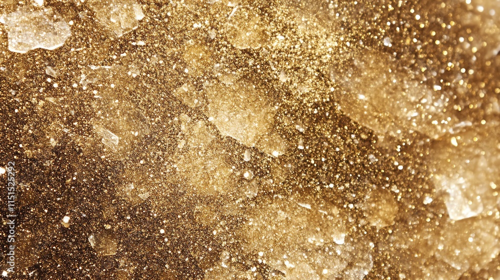 Poster golden texture background with shimmering particles and abstract patterns for creative designs.