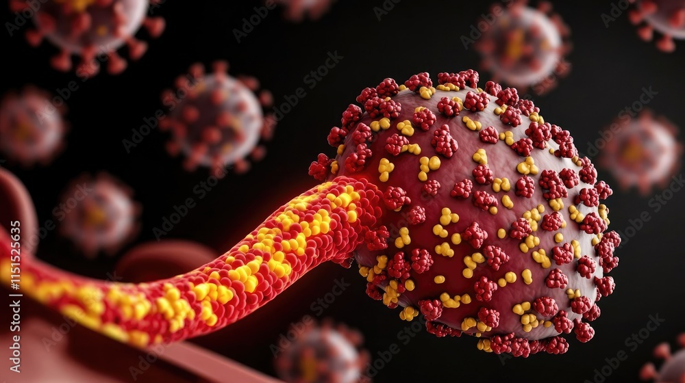 Poster hepatitis b and c disease idea. 3d rendering of a virus structure with vibrant colors and intricate 