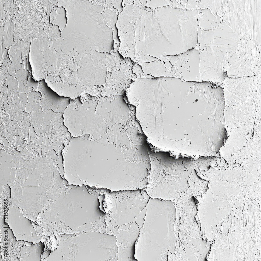Poster a close-up grayscale image reveals a heavily textured wall with a cracked and peeling surface. the i