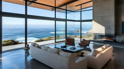 Obraz premium Modern Coastal Home with Panoramic Ocean Views