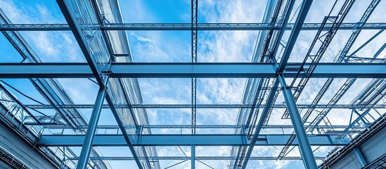 Steel structure against a blue sky.