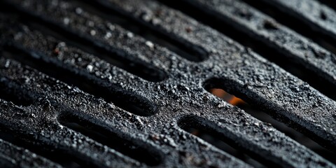 The grilling surface is dark and non stick, featuring char marks. This is a top view image with selective focus on the texture and design.