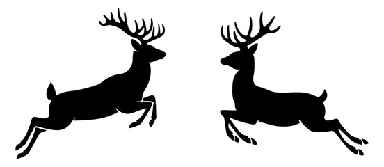 Naklejka premium Silhouette of a leaping deer minimalist style with a plain white background.