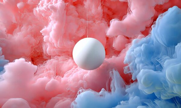 Suspended Sphere in Colorful Smoke