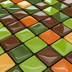 Fototapeta premium Glossy Square Tiles 3D Illustration