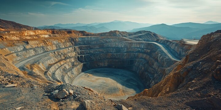 Inactive diamond mine showcasing a kimberlite pipe, recognized as one of the deepest quarries globally, representing the fascinating geology and legacy of diamond mining activities.