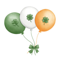 Happy St. Patrick's Day balloons with clover watercolor illustration