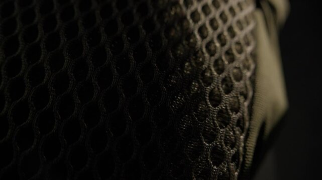 Close-up of Black Mesh Fabric with Honeycomb Pattern