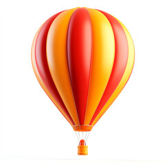 Naklejka premium A vibrant hot air balloon with red and orange stripes, isolated on a white background.