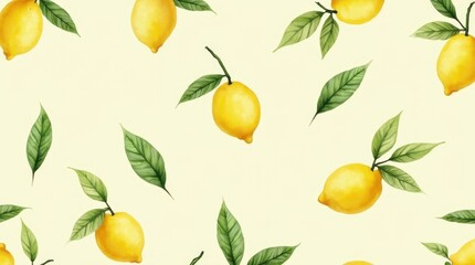 Watercolor Lemon Seamless Pattern