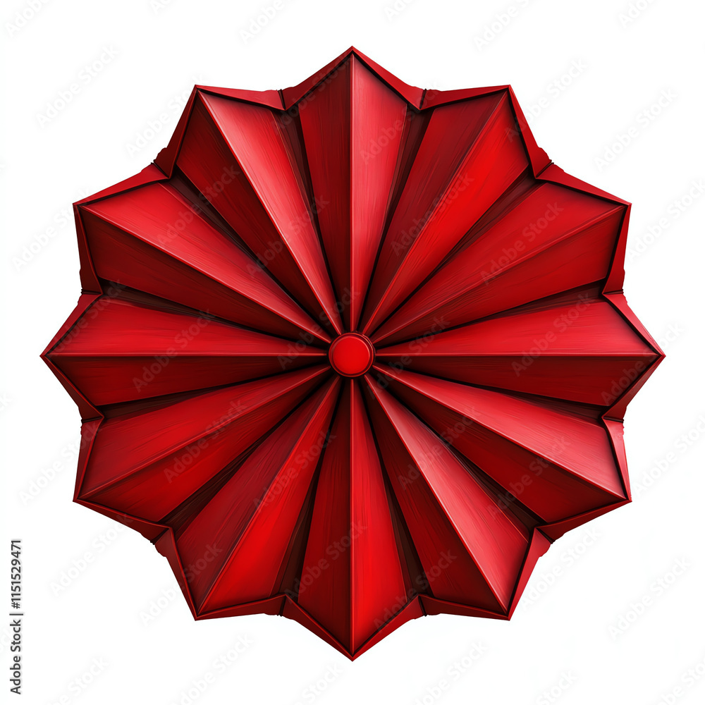 Poster a vibrant red decorative star shape with pointed edges, perfect for added flair in design projects.