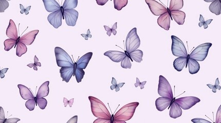 Watercolor Pastel Butterfly Seamless Pattern