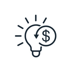 Financial idea proposal. Business development. Investment. Vector linear icon illustration isolated on white background.