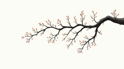 Whimsical Tree Branch Editorial Illustration with Squiggly Lines