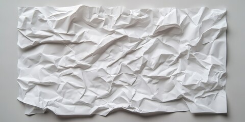 Obraz premium Crumpled sheet of paper displayed on a gray background, ideal for showcasing creative entries. This crumpled sheet of paper provides a versatile canvas for various written entries and designs.