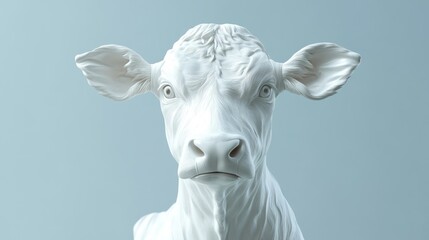 White Cow Bust: A Serene Portrait
