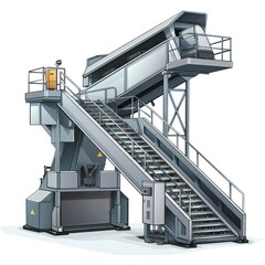 Large industrial machinery and elevated steel scaffolding platform on an active construction site with cranes in the background representing the engineering and development of urban infrastructure