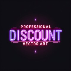 Neon Sign Professional Discount Vector Art Design