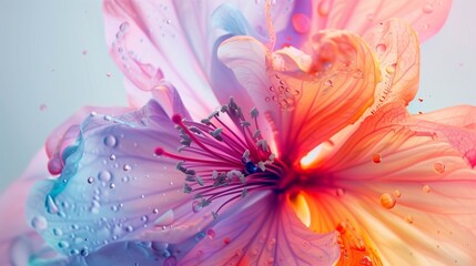 Fototapeta premium A delicate close-up of a colorful fuchsia flower with finely detailed petals, captured on a white backdrop.