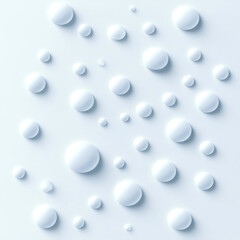 Abstract background featuring scattered white droplets on a smooth white surface.