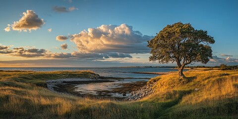 Serene late evening scene on Gotland featuring tranquil landscapes and soft lighting, capturing the essence of Gotland s natural beauty in this picturesque moment at Eksta.