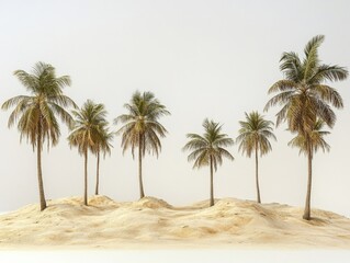 a group of palm trees on a sand dune