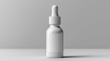 The image showcases a minimalist white dropper bottle against a clean background, ideal for product packaging and design mockups.
