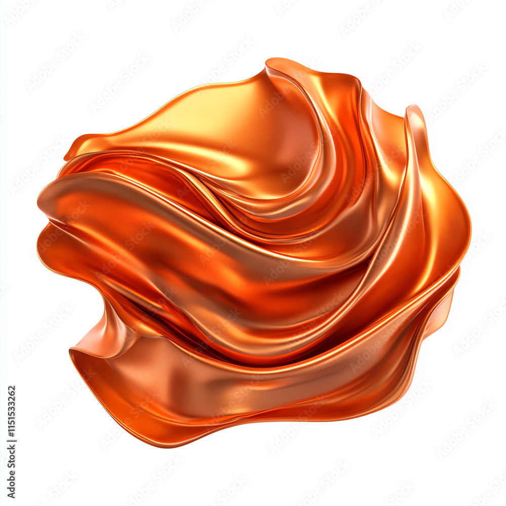 Aufkleber abstract orange fabric swirls, showcasing a dynamic flow and texture on a white isolate background.