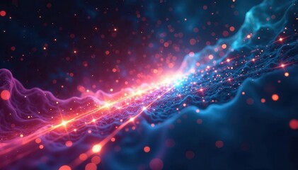 Obraz premium Holographic beams dance through darkened space, hologram, glowing lights, dance