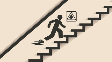 Caution Stick Figure Man Falling Down Symbol
