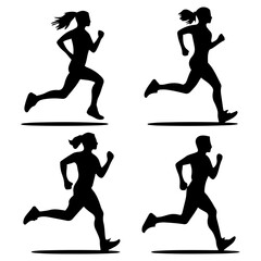 Vectoir silhouettes of people running.