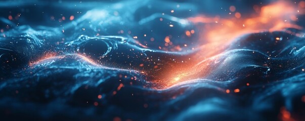 Obraz premium Fluid abstract designs with glowing, reflective surfaces. Generative AI