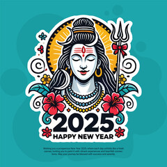 Happy New Year 2025 Celebration with Indian-style social media post banner