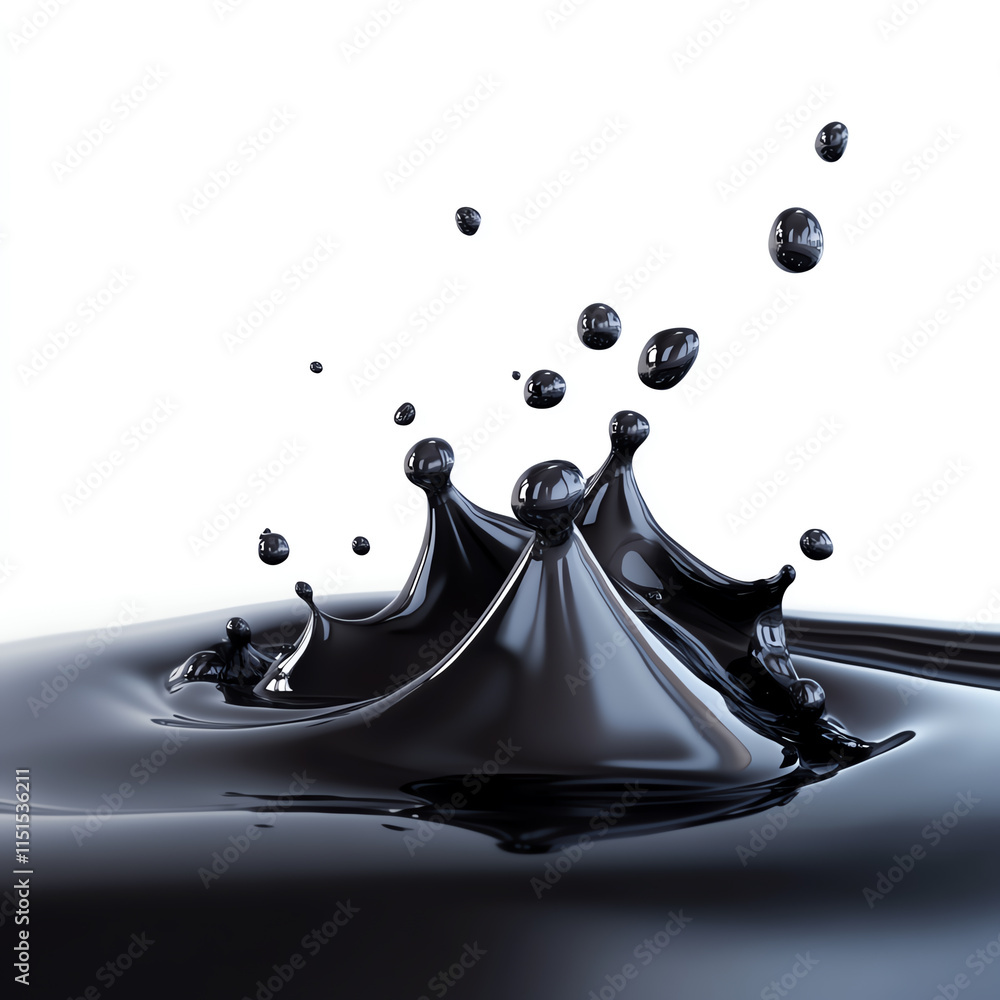 Aufkleber black liquid splash creates dynamic shapes in a mesmerizing display against a white isolated backgro