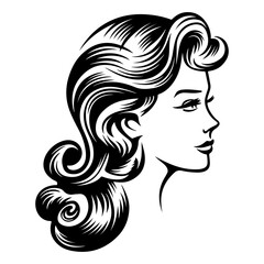 Black and white line art of women.